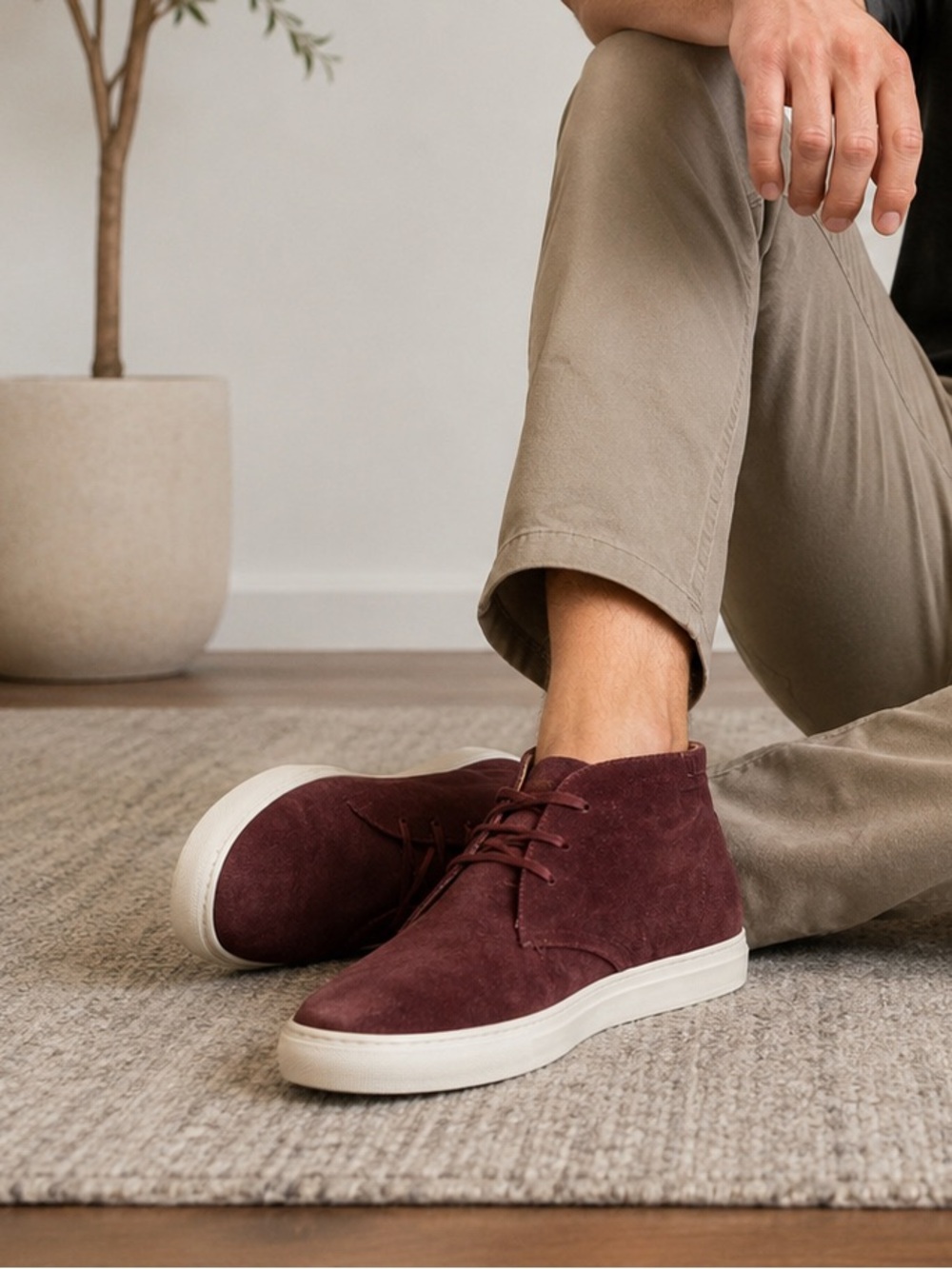 GREATS Men’s Royale Chukka Suede Sneakers Size 11 Burgundy Made in Italy